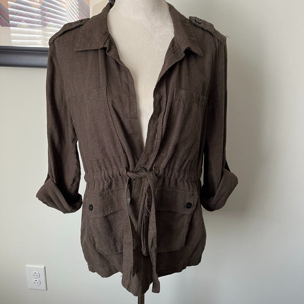 Sanctuary Clothing Olive Green/Brown Linen Blend Jacket S